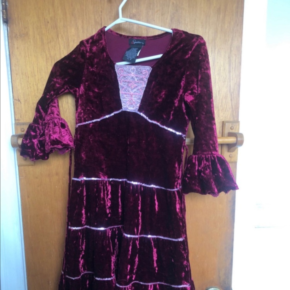 Speechless Velvet Kids Dress in Rich Burgundy